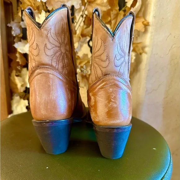 Dingo Tan Leather Western Ankle Boots - Picture 6 of 13